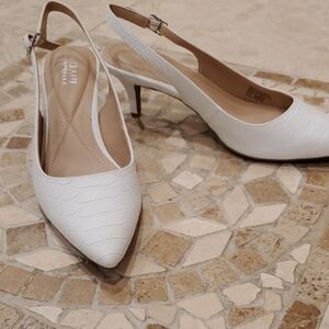 Alfani Step Flex, Elegant White Leather Pumps, Slingback